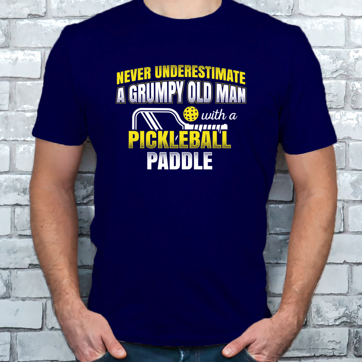 Grumpy Old Man with a Pickleball Paddle