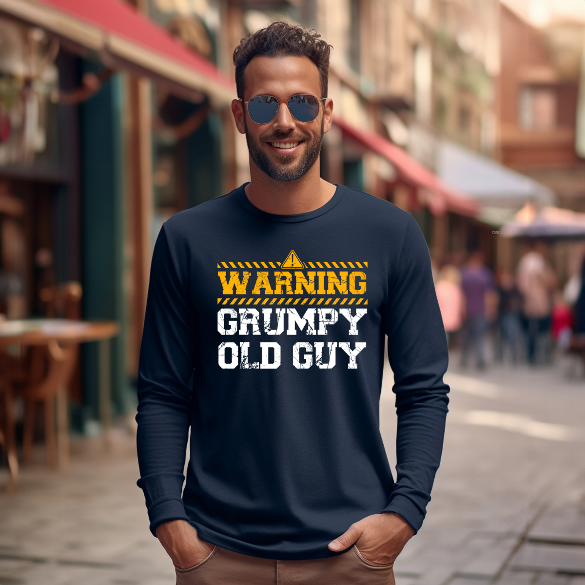 Warning Grumpy Old Guy Long Sleeve T-Shirt – Old Grumpy Guys
