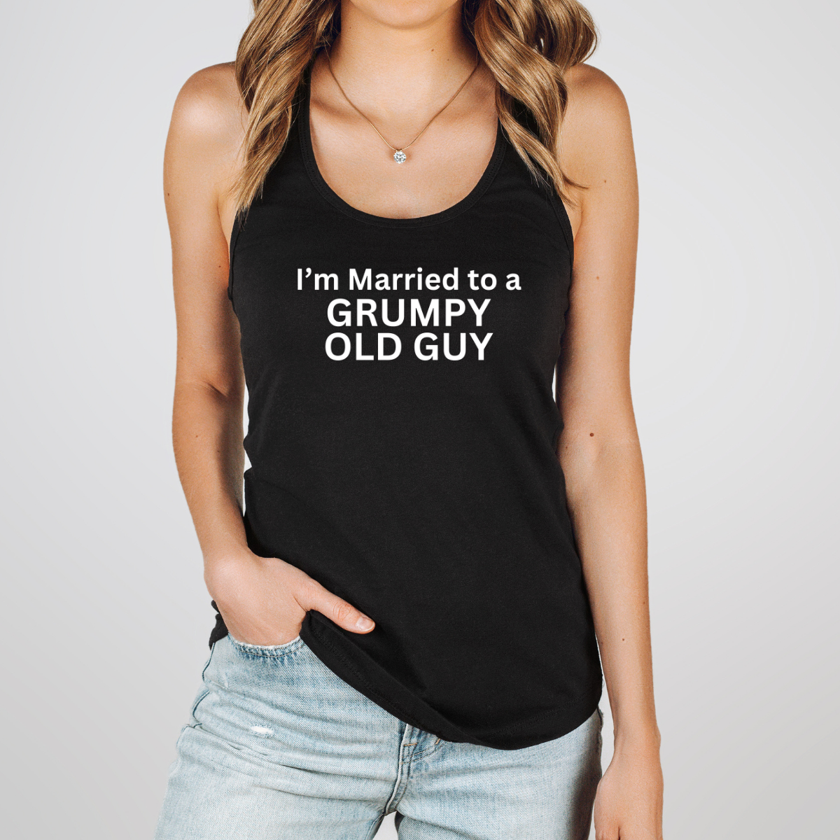 I'm Married to a Grumpy Old Guy Racerback Tank