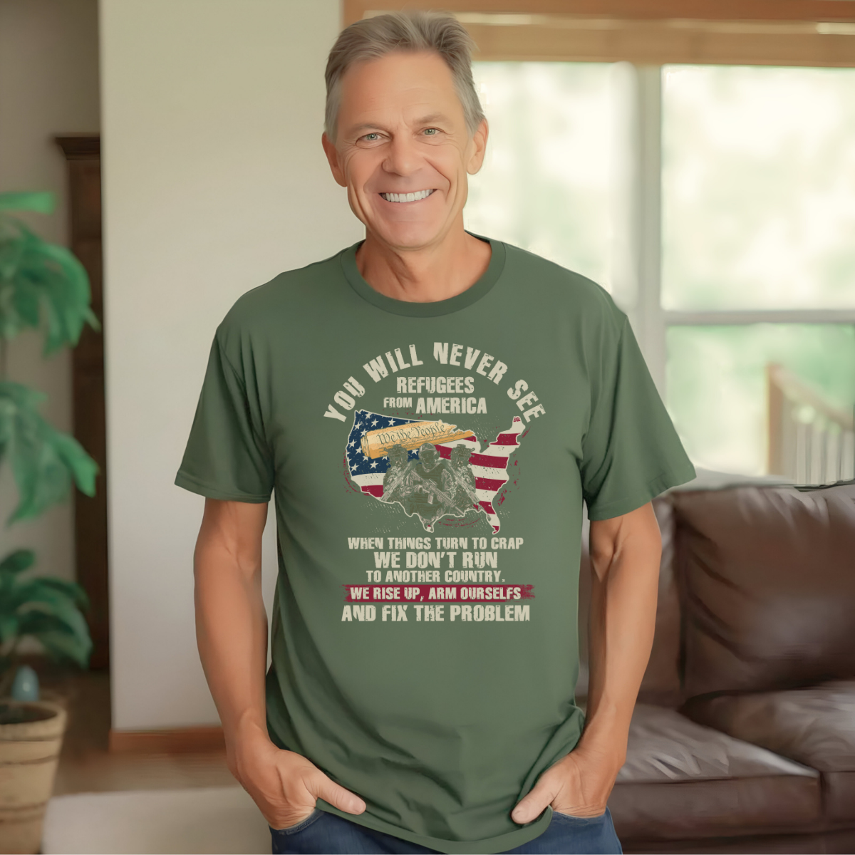 You Will Never See Refugees From America Men's T-Shirt